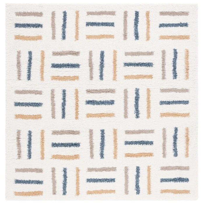 Safavieh Calico Shag Ivory / Gold CLC112 6 ft. 7 in. X 6 ft. 7 in. Square Rug