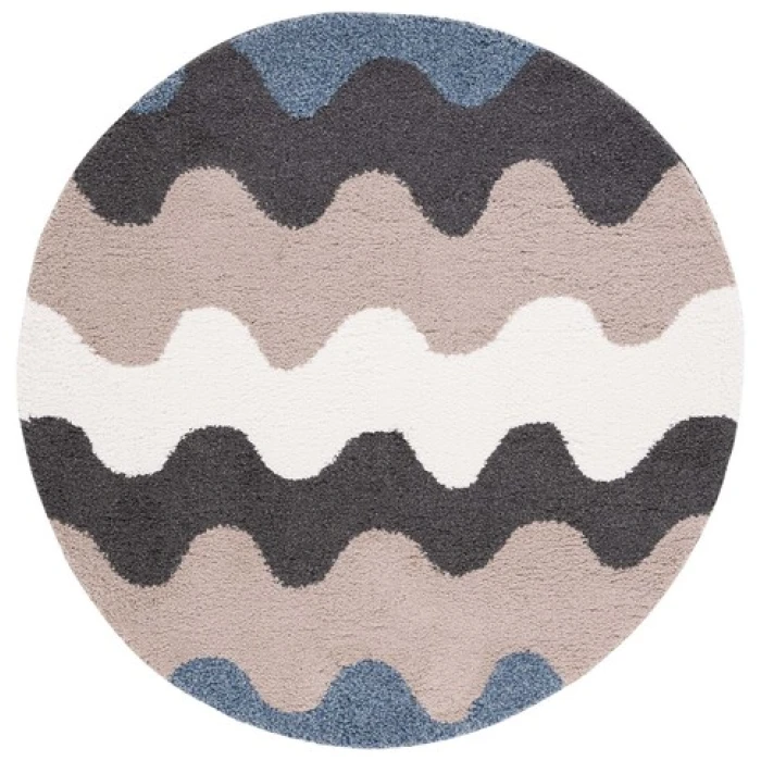 Safavieh Calico Shag Black / Taupe CLC116 6 ft. 7 in. X 6 ft. 7 in. Round Rug