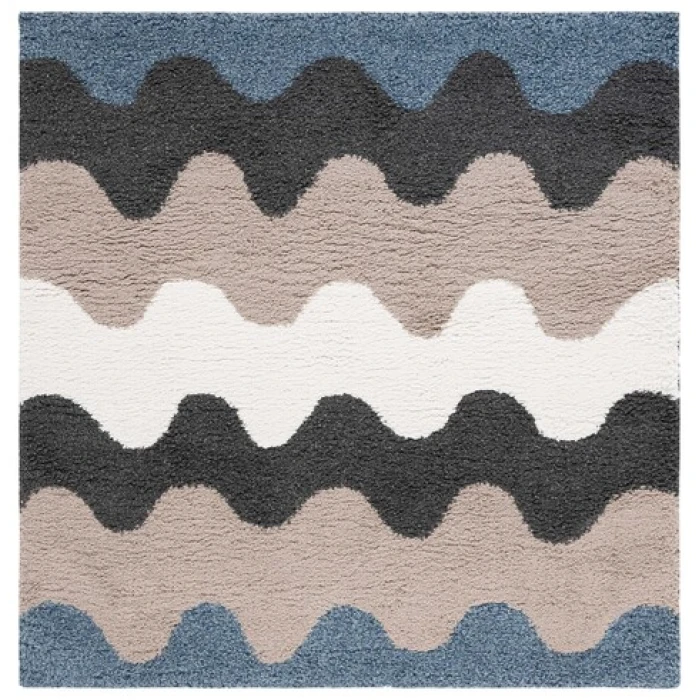 Safavieh Calico Shag Black / Taupe CLC116 6 ft. 7 in. X 6 ft. 7 in. Square Rug