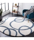Safavieh Calico Shag Ivory / Blue CLC118 6 ft. 7 in. X 6 ft. 7 in. Round Rug
