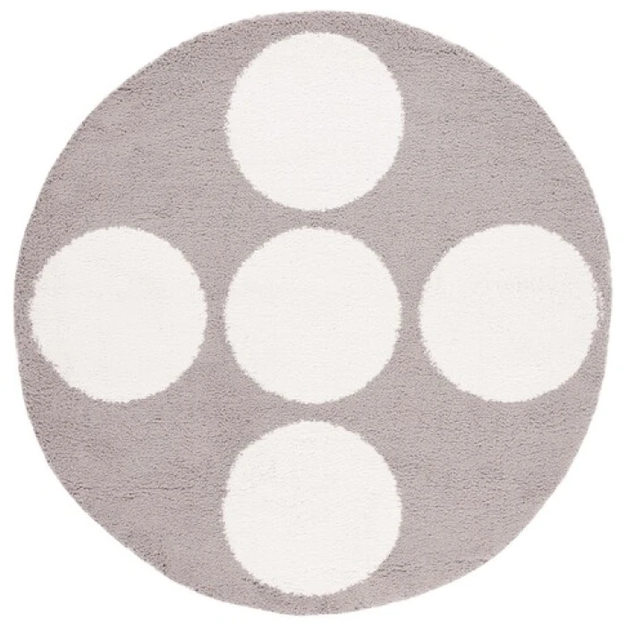 Safavieh Calico Shag Grey / Ivory CLC120 6 ft. 7 in. X 6 ft. 7 in. Round Rug