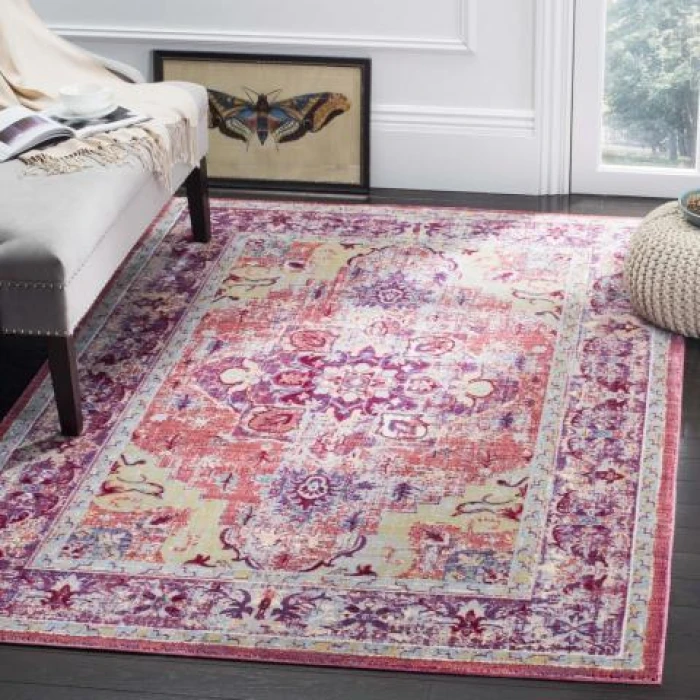 Safavieh Claremont Purple / Coral CLR664 5 ft. 1 in. X 7 ft. 9 in.  Rug