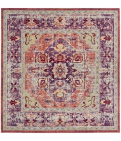 Safavieh Claremont Purple / Coral CLR664 6 ft. 7 in. X 6 ft. 7 in. Square Rug