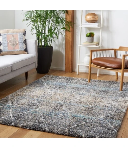 Safavieh Canyon Shag Grey / Ivory CNY550 5 ft. 3 in. X 7 ft. 7 in. Rectangle Rug