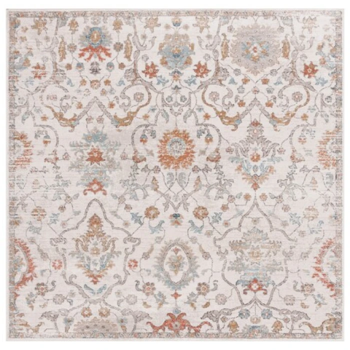 Safavieh Cornelia  Ivory / Multi CRN294 6 ft. 7 in. X 6 ft. 7 in. Square Rug