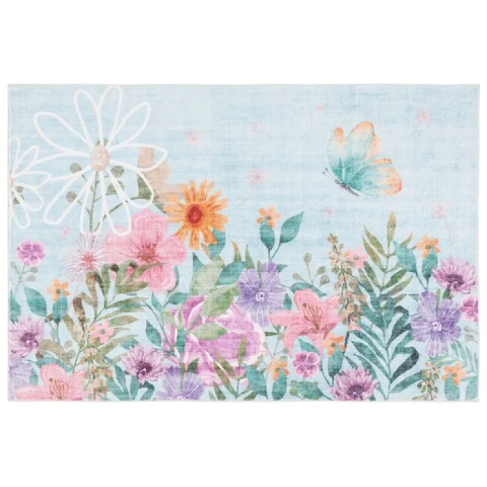 Safavieh Door And Kitchen Mat Aqua / Pink DKM338 2 ft. 3 in. X 3 ft. 9 in. Accent Rug