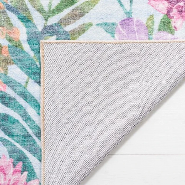 Safavieh Door And Kitchen Mat Aqua / Pink DKM338 2 ft. 3 in. X 3 ft. 9 in. Accent Rug