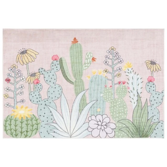 Safavieh Door And Kitchen Mat Pink / Green DKM373 2 ft. 3 in. X 3 ft. 9 in. Accent Rug