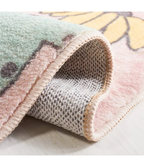 Safavieh Door And Kitchen Mat Pink / Green DKM373 2 ft. X 3 ft. Accent Rug