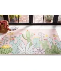 Safavieh Door And Kitchen Mat Pink / Green DKM373 2 ft. X 3 ft. Accent Rug