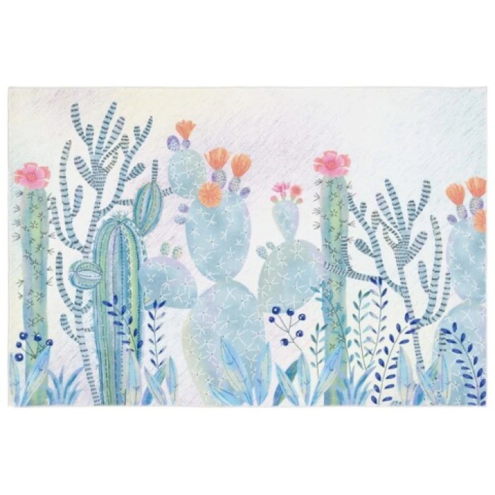 Safavieh Door And Kitchen Mat Fuchsia / Turquoise DKM376 3 ft. X 5 ft. Rectangle Rug