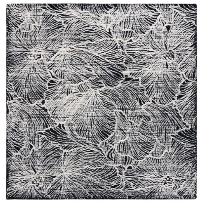 Safavieh Ebony Black / Ivory EBN101 6 ft. X 6 ft. Square Rug