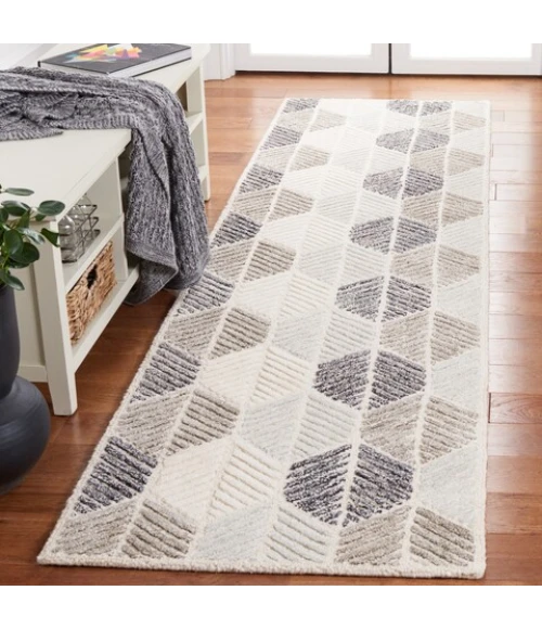 Safavieh Ebony Grey / Ivory EBN108 2 ft. 3 in. X 9 ft. Runner Rug