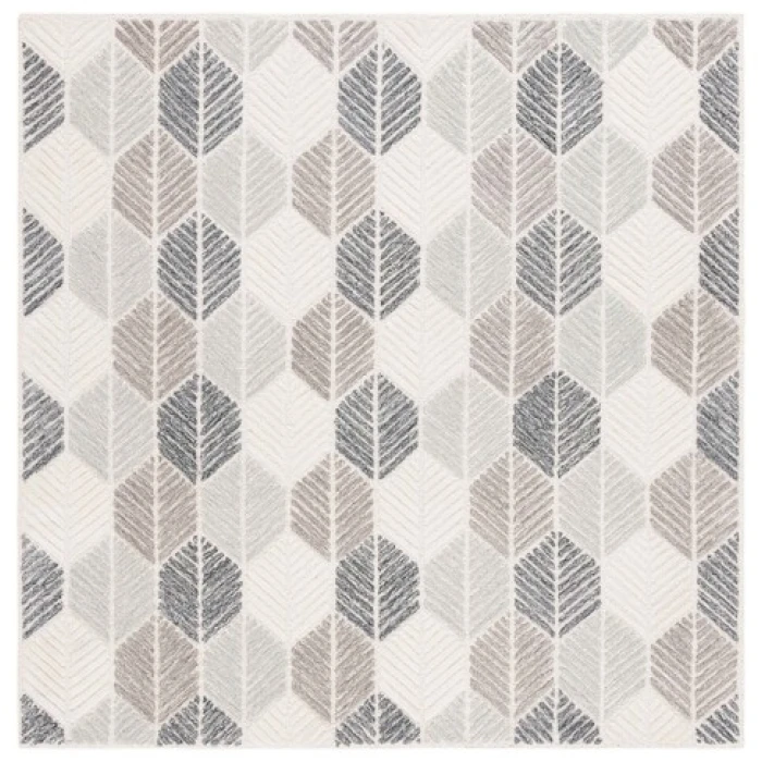 Safavieh Ebony Grey / Ivory EBN108 6 ft. X 6 ft. Square Rug