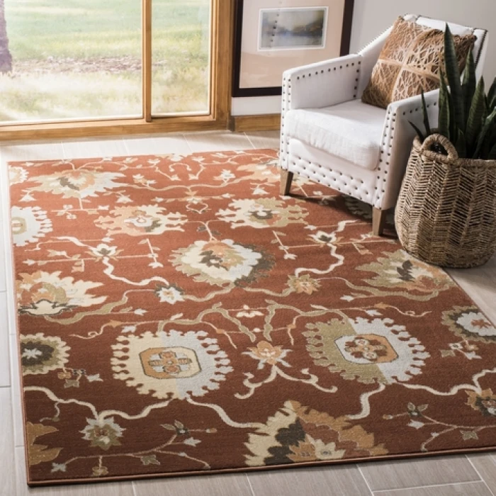 Safavieh Florenteen Rust / Ivory FLR129 5 ft. 1 in. X 7 ft. 7 in. Rectangle Rug