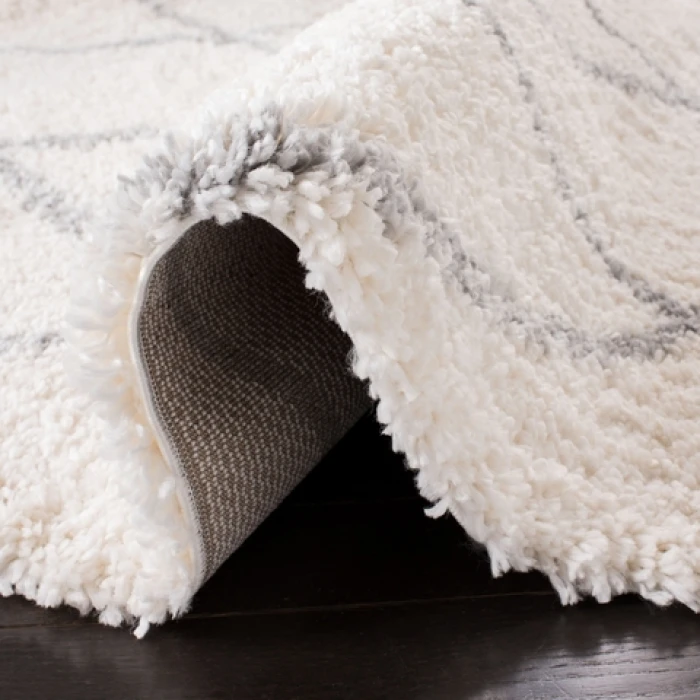 Safavieh Fontana Shag  Cream / Grey FNT815 6 ft. 7 in. X 6 ft. 7 in. Square Rug
