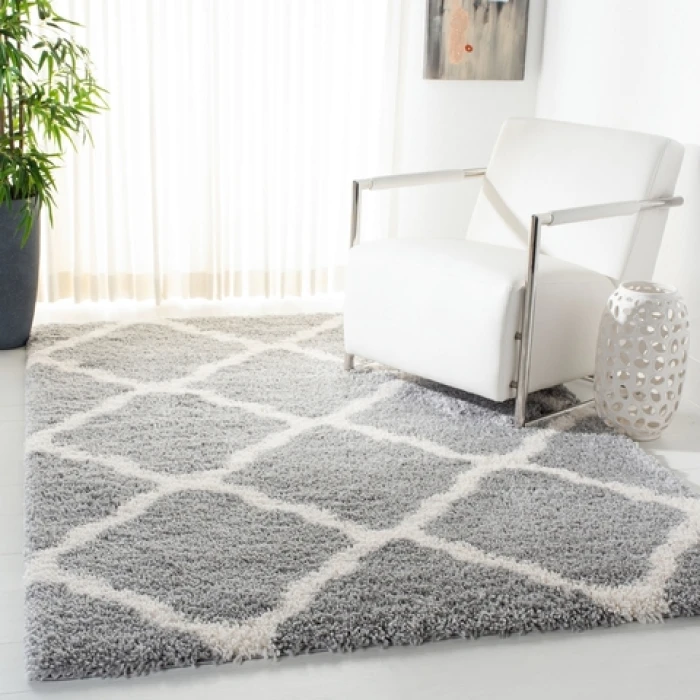 Safavieh Fontana Shag  Grey / Cream FNT821 8 ft. X 10 ft. Rectangle Rug