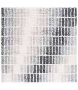 Safavieh Fontana Shag  Ivory / Grey FNT823 6 ft. 7 in. X 6 ft. 7 in. Square Rug