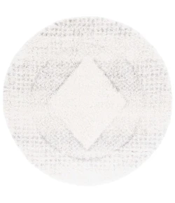 Safavieh Fontana Shag  Ivory / Grey FNT827 6 ft. 7 in. X 6 ft. 7 in. Round Rug