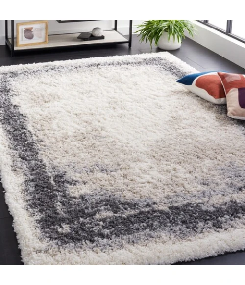 Safavieh Fontana Shag  Ivory / Grey FNT829 5 ft. 3 in. X 7 ft. 6 in. Rectangle Rug