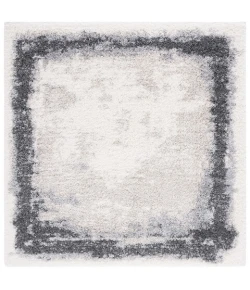 Safavieh Fontana Shag  Ivory / Grey FNT829 6 ft. 7 in. X 6 ft. 7 in. Square Rug