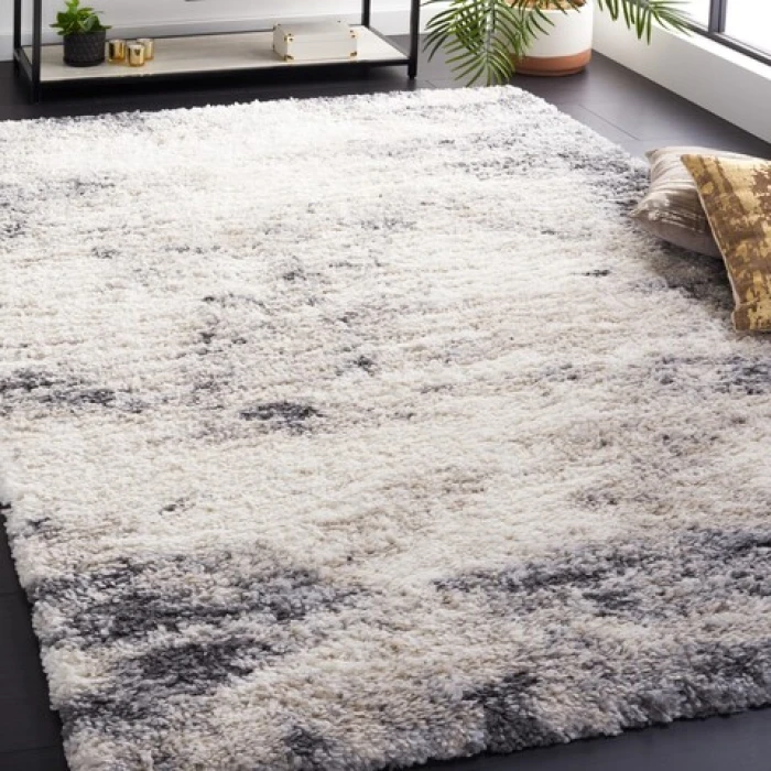 Safavieh Fontana Shag  Ivory / Grey FNT831 4 ft. X 6 ft. Rectangle Rug