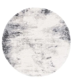 Safavieh Fontana Shag  Ivory / Grey FNT831 6 ft. 7 in. X 6 ft. 7 in. Round Rug