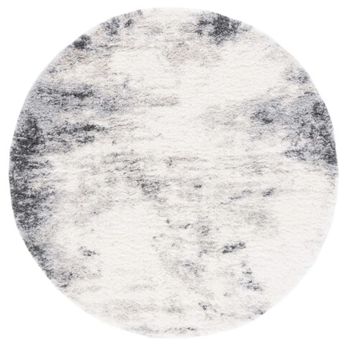 Safavieh Fontana Shag  Ivory / Grey FNT831 6 ft. 7 in. X 6 ft. 7 in. Round Rug