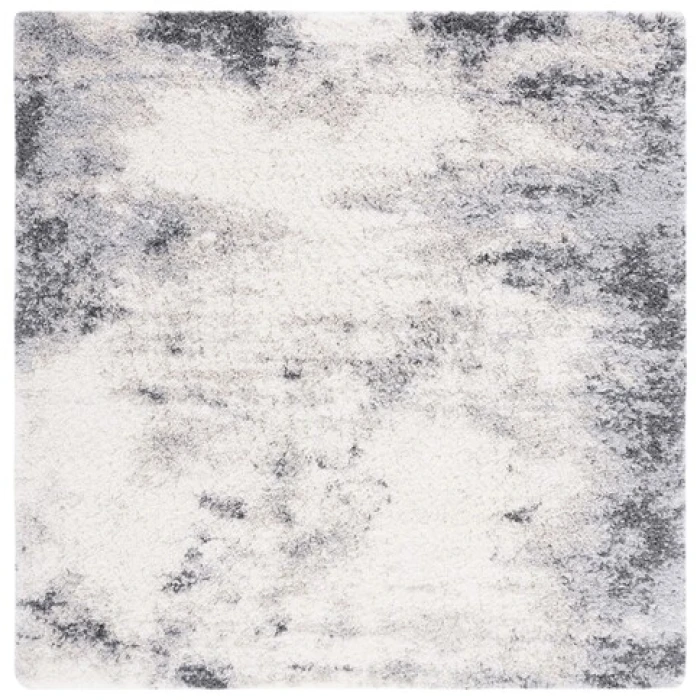 Safavieh Fontana Shag  Ivory / Grey FNT831 6 ft. 7 in. X 6 ft. 7 in. Square Rug