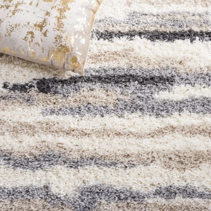Safavieh Fontana Shag  Ivory / Grey FNT833 6 ft. 7 in. X 6 ft. 7 in. Round Rug