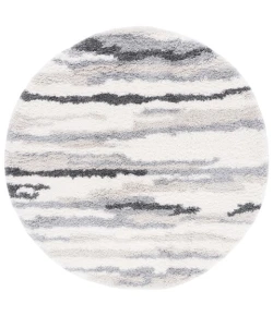 Safavieh Fontana Shag  Ivory / Grey FNT833 6 ft. 7 in. X 6 ft. 7 in. Round Rug