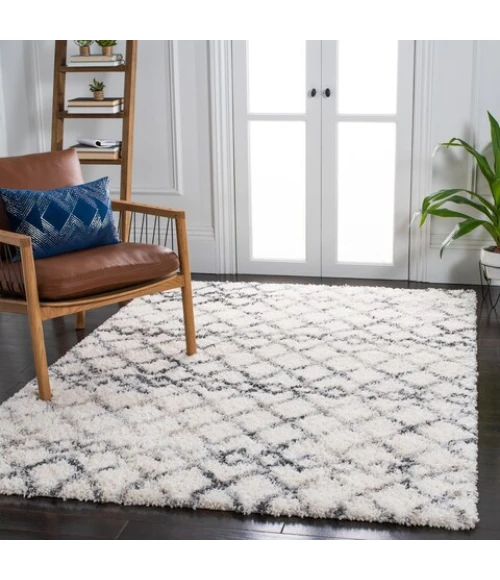 Safavieh Fontana Shag  Ivory / Grey FNT845 10 ft. X 14 ft. Rectangle Rug