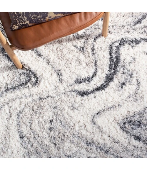 Safavieh Fontana Shag  Ivory / Grey FNT848 2 ft. 3 in. X 16 ft. Runner Rug