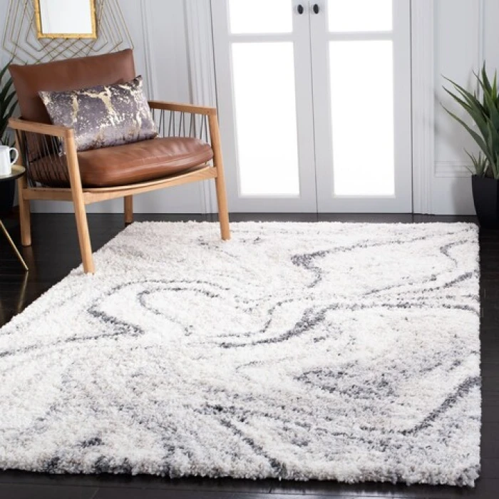 Safavieh Fontana Shag  Ivory / Grey FNT848 2 ft. 3 in. X 4 ft. Accent Rug