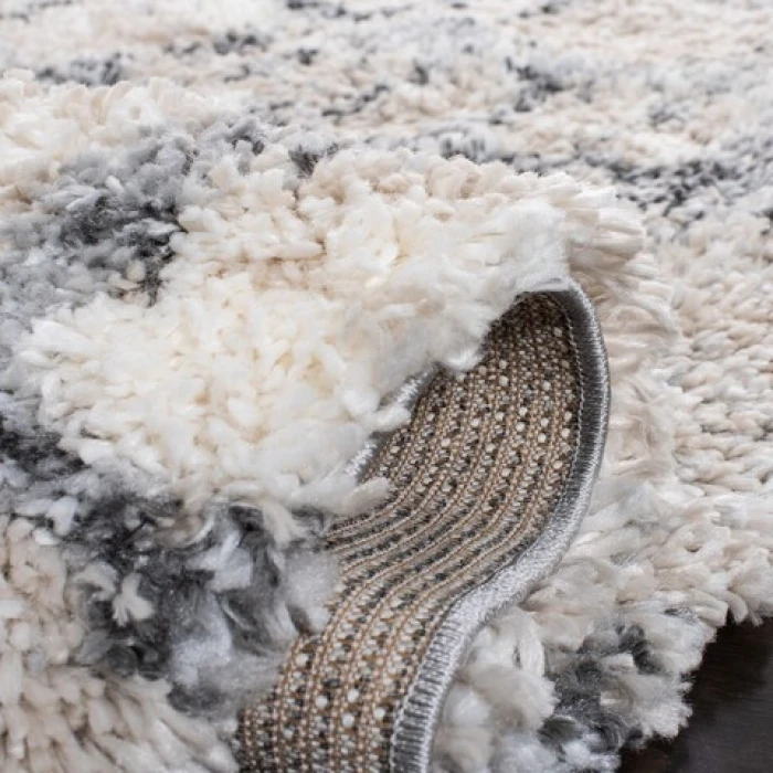 Safavieh Fontana Shag  Ivory / Grey FNT851 3 ft. X 3 ft. Round Rug