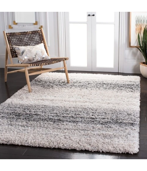 Safavieh Fontana Shag  Ivory / Grey FNT852 3 ft. X 3 ft. Square Rug