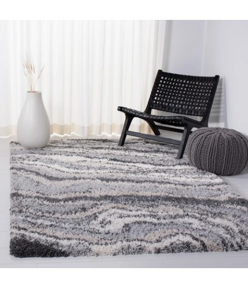 Safavieh Fontana Shag  Grey / Ivory FNT868 3 ft. X 5 ft. Rectangle Rug