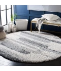 Safavieh Fontana Shag  Grey / Ivory FNT890 4 ft. X 4 ft. Round Rug