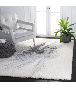 Safavieh Fontana Shag  Grey / Ivory FNT894 6 ft. 7 in. X 9 ft. Rectangle Rug
