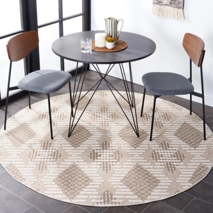 Safavieh Global Beige / Ivory GLB420 6 ft. 7 in. X 6 ft. 7 in. Round Rug