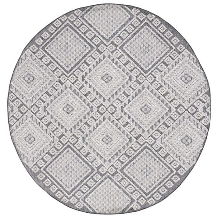 Safavieh Global Grey / Ivory GLB813 6 ft. 7 in. X 6 ft. 7 in. Round Rug