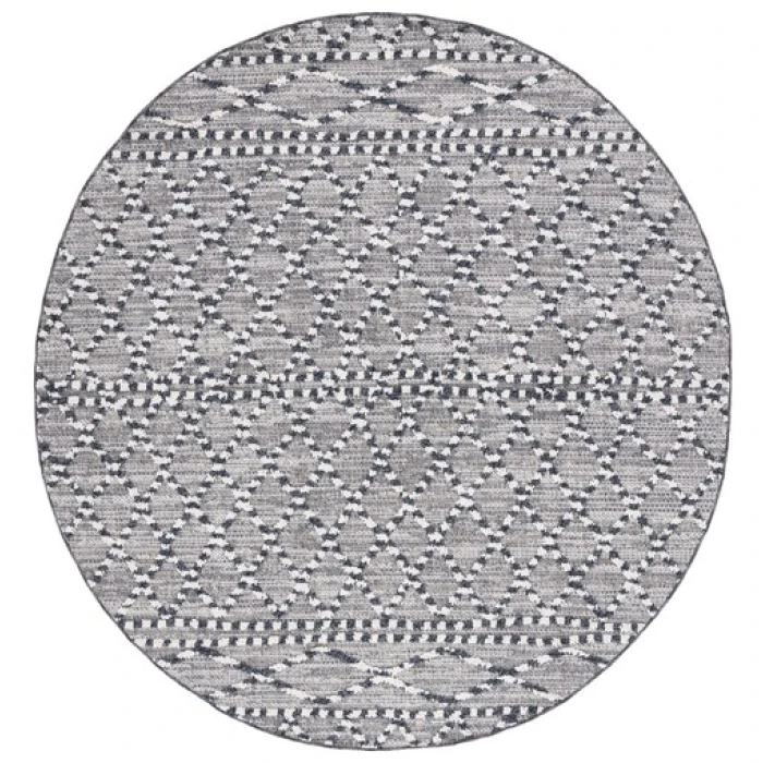 Safavieh Global Grey / Ivory GLB879 6 ft. 7 in. X 6 ft. 7 in. Round Rug
