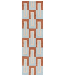 Safavieh Genre Light Blue / Rust GRE102 2 ft. 3 in. X 8 ft. Runner Rug