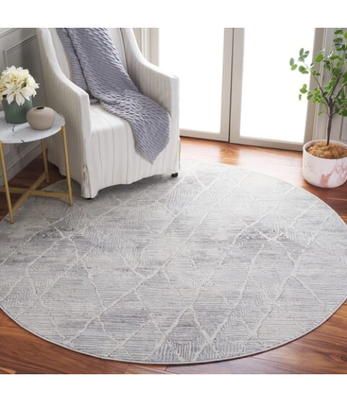 Safavieh Hanna Ivory / Light Grey HAN106 6 ft. 7 in. X 6 ft. 7 in. Round Rug