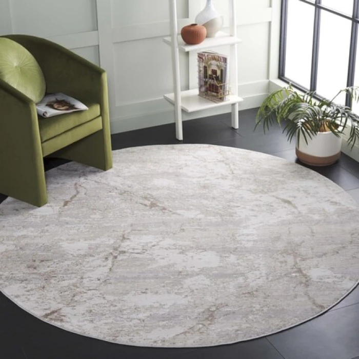 Safavieh Hanna Beige / Ivory Grey HAN112 6 ft. 7 in. X 6 ft. 7 in. Round Rug