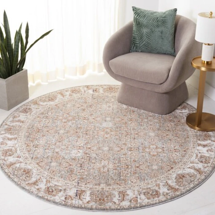Safavieh Harlow Ivory Grey / Sage HAR103 6 ft. 3 in. X 6 ft. 3 in. Round Rug