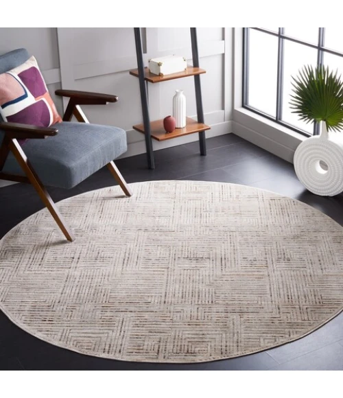 Safavieh Harlow Ivory Grey / Rust HAR105 6 ft. 3 in. X 6 ft. 3 in. Round Rug