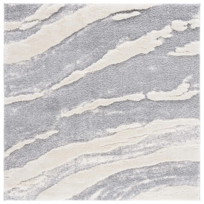 Safavieh Hi-Lo Shag Grey / Light Beige HLS204 6 ft. 7 in. X 6 ft. 7 in. Square Rug