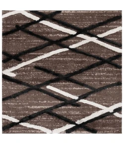 Safavieh Hi-Lo Shag Brown / Ivory Charcoal HLS206 6 ft. 7 in. X 6 ft. 7 in. Square Rug