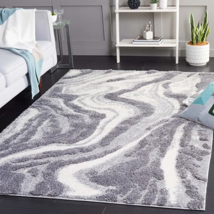 Safavieh Hi-Lo Shag Grey / Light Grey HLS208 5 ft. 3 in. X 7 ft. 6 in. Rectangle Rug